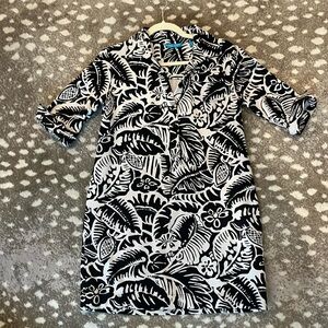 Tori Richards Honolulu black/cream floral dress - stretch - size 6